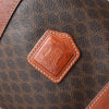 Celine Vintage Macadam PVC/Leather Mini Boston Bag Handbag Brown