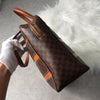 Celine Vintage Macadam PVC/Leather Handbag Freestanding Brown