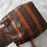 セリーヌ マカダム PVC / レザー ストライプ リュックサック ブラウン - NEWSED