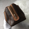 Celine Vintage Macadam PVC/Leather Mini Boston Bag Handbag Brown