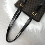 セリーヌ マカダム PVC / レザー トートバッグ 自立型 ブラック / ブラウン - NEWSED