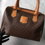 セリーヌ マカダム PVC レザー ミニボストンバッグ ハンドバッグ ブラウン - NEWSED