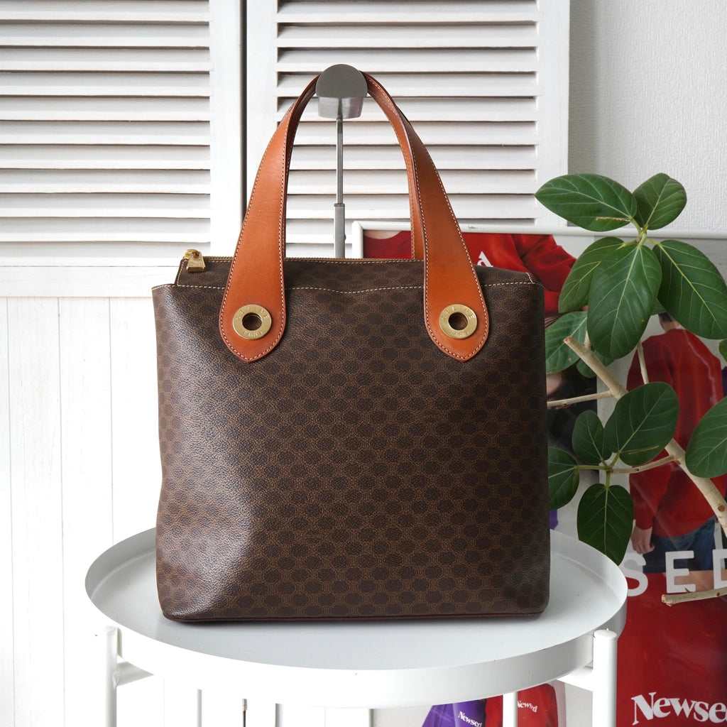 Celine Macadam PVC/皮革手提包单肩包 A4 收纳包棕色