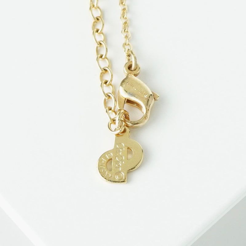 クリスチャン ディオール Diorロゴ ハート ラインストーン ネックレス GPゴールド