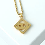 クリスチャン ディオール CDロゴ スクエア ラインストーン ネックレス GPゴールド