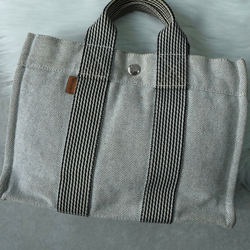 エルメス フールトゥPM キャンバス ハンドバッグ ホワイト / ブラック