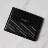 サンローラン パリ スタッズ レザー パスケース カードケース ブラック / シルバー