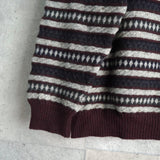 バーバリー ボーダー柄 ロゴ 刺繍 ニット ボルドー / グレー