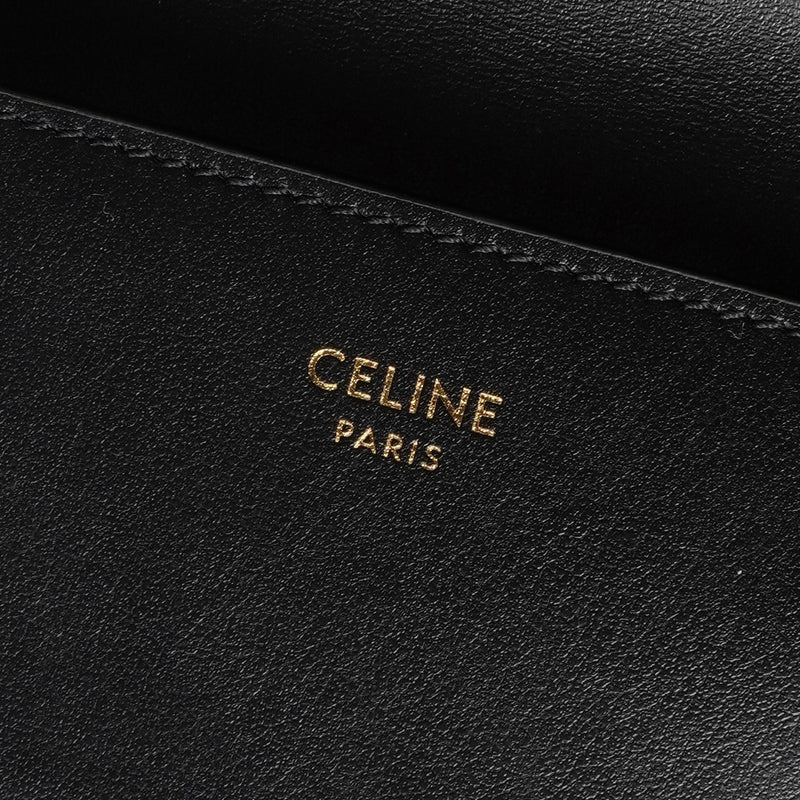 セリーヌ トリオンフ シャイニーカーフスキン コンパクトウォレット ブラック / ゴールド