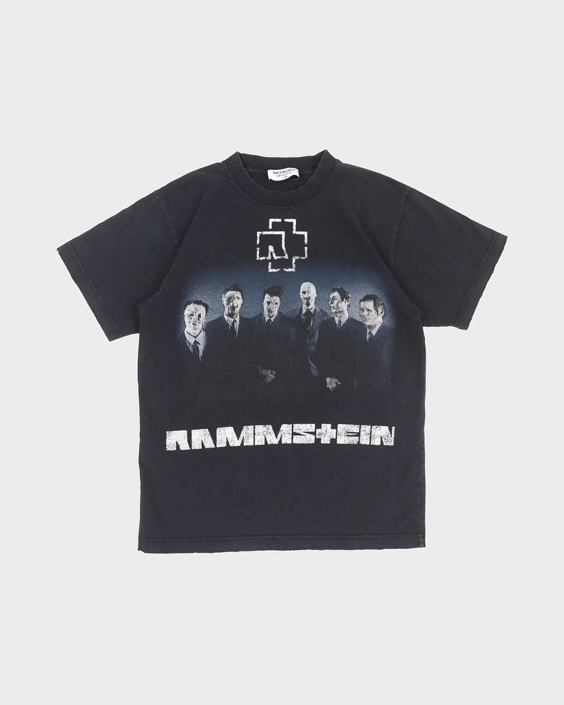バレンシアガ RAMMSTEIN BOXY ラムシュタイン レギュラーフィット ヴィンテージ加工 半袖Ｔシャツ ブラック XXS メンズ