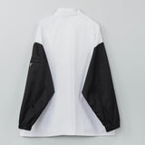 プラダ Re - nylon トライアングルロゴ ナイロン切り替え オーバーサイズ 長袖シャツ シャツジャケット ホワイト / ブラック - NEWSED