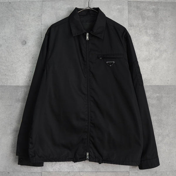 プラダ Re - Nylon トライアングルロゴ ナイロン シャツジャケット メンズ ブラック - NEWSED
