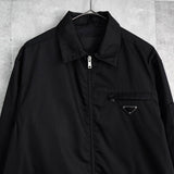 プラダ Re - Nylon トライアングルロゴ ナイロン シャツジャケット メンズ ブラック - NEWSED