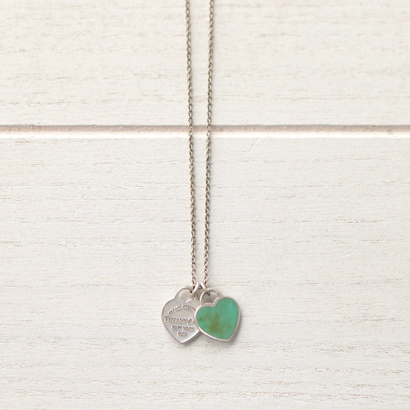 "Return to Tiffany" Double Heart Tags Silver Necklace - NEWSED