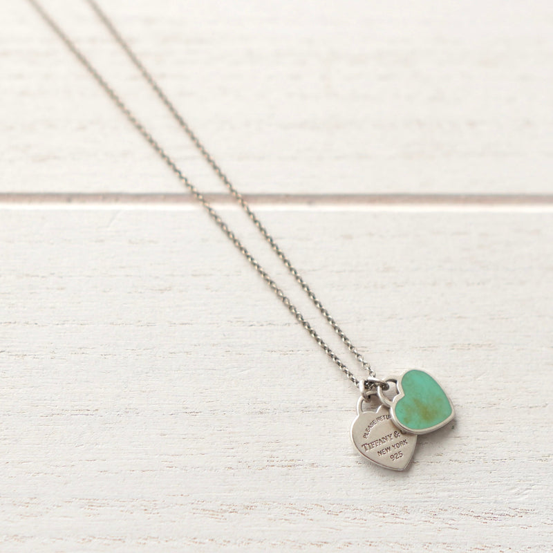 "Return to Tiffany" Double Heart Tags Silver Necklace - NEWSED