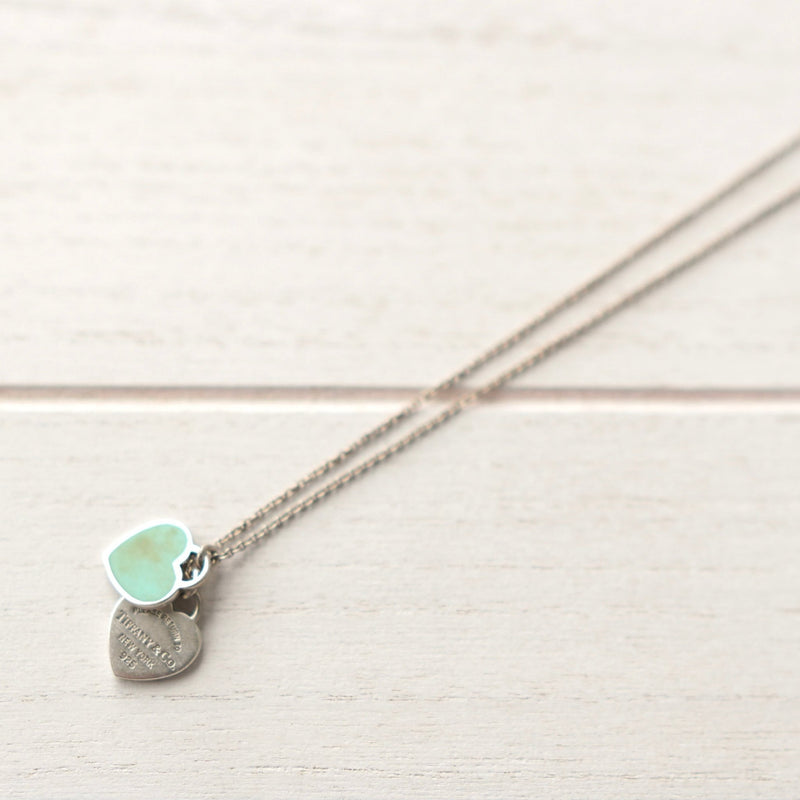 "Return to Tiffany" Double Heart Tags Silver Necklace - NEWSED