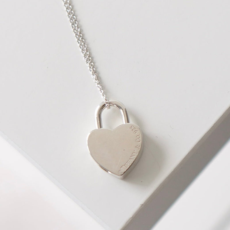 Return To Tiffany Heart Padlock Motif Silver 925 Necklace - NEWSED