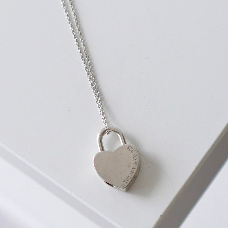 Return To Tiffany Heart Padlock Motif Silver 925 Necklace - NEWSED