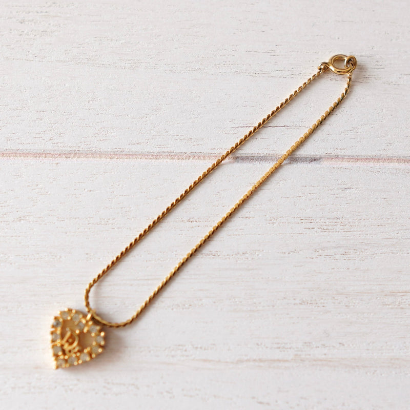 Rhinestone Heart Motif Gold Bracelet - NEWSED