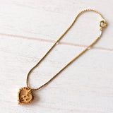 Rhinestone Heart Motif Gold Bracelet - NEWSED