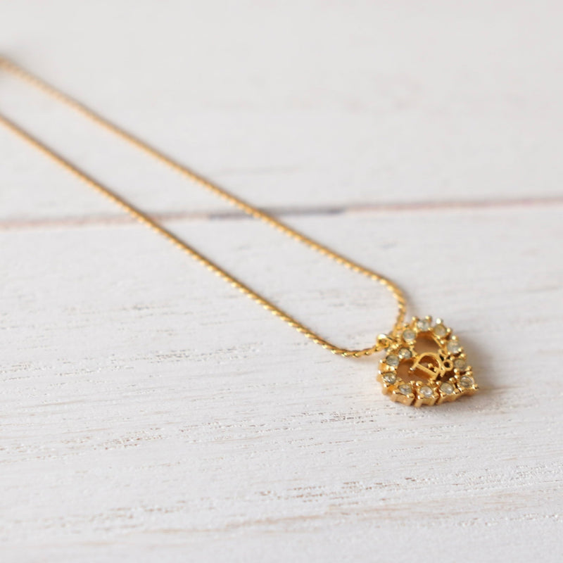 Rhinestone Heart Motif Gold Bracelet - NEWSED