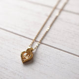 Rhinestone Heart Motif Gold Necklace - NEWSED