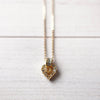 Rhinestone Heart Motif Gold Necklace