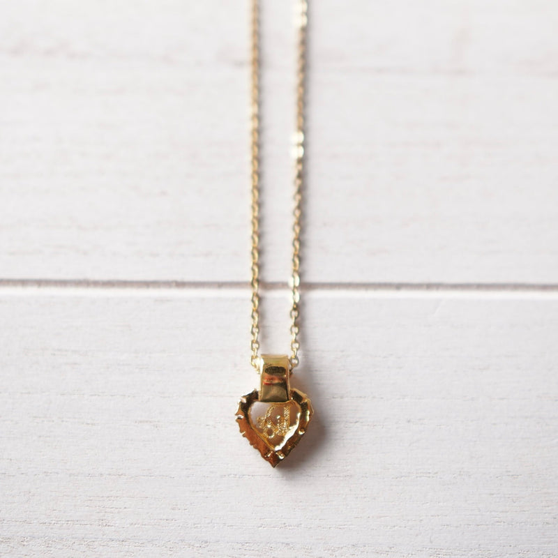 Rhinestone Heart Motif Gold Necklace - NEWSED