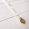 Rhinestone Heart Motif Gold Necklace