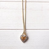 Rhinestone Heart Motif Gold Necklace - NEWSED