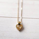 Rhinestone Heart Motif Gold Necklace - NEWSED