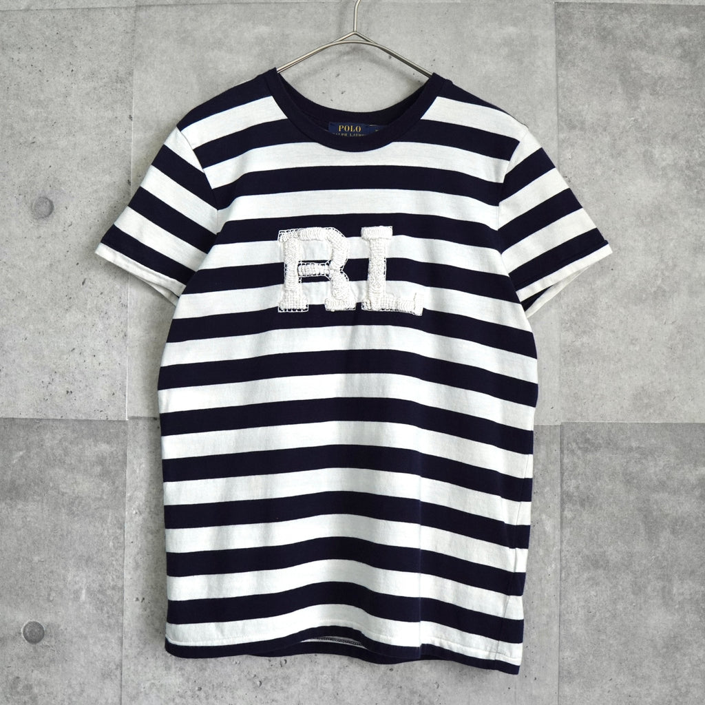ポロ ラルフローレン ボーダー柄 RLロゴ Tシャツ ブラック × ホワイト