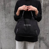 バレンシアガ ネイビー カバスS キャンバス / レザー トートバッグ ブラック - NEWSED