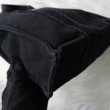 エルメス ドーヴィルPM キャンバス ハンドバッグ ブラック / ホワイトステッチ