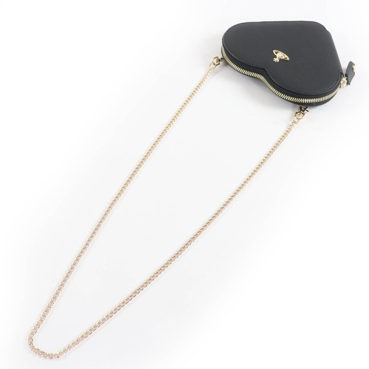 ヴィヴィアンウエストウッド SAFFIANO NEW HEART オーブ金具 チェーン レザー ショルダーバッグ ブラック レディース - NEWSED