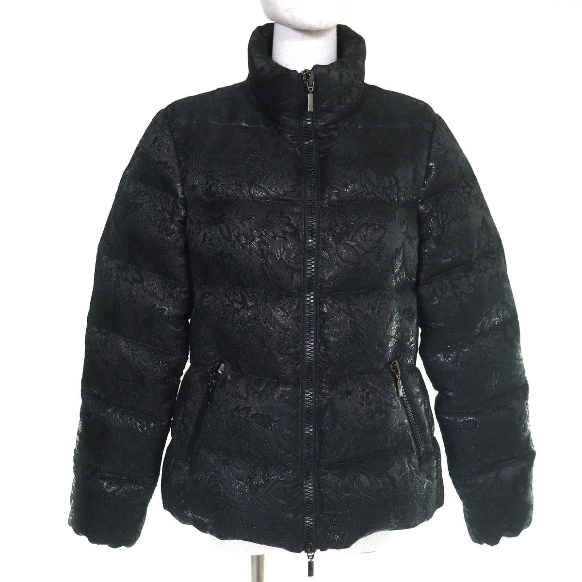 モンクレール SARIETTE セリッテ フラワージャガード スタンドカラー WZIP ダウンジャケット ブラック 4 レディース - NEWSED