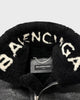バレンシアガ Shearling Bombadier ロゴデザイン ムートンジャケット ボンバージャケット ブラック 46 メンズ
