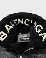 バレンシアガ Shearling Bombadier ロゴデザイン ムートンジャケット ボンバージャケット ブラック 46 メンズ - NEWSED