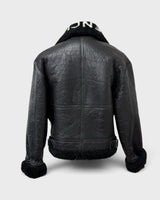 バレンシアガ Shearling Bombadier ロゴデザイン ムートンジャケット ボンバージャケット ブラック 46 メンズ - NEWSED