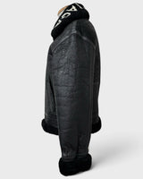 バレンシアガ Shearling Bombadier ロゴデザイン ムートンジャケット ボンバージャケット ブラック 46 メンズ - NEWSED