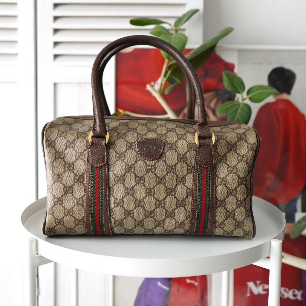 Shelly Line GG Pattern Mini Boston Bag