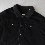 リーバイス SHERPA LINED TRUCKER JACKET コーデュロイ襟 ボアジャケット ブラック メンズ - NEWSED
