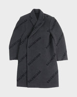 バレンシアガ SHIFTED COAT ロゴ総柄 ロング コート チャコールグレー 46 メンズ - NEWSED