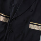 Shiny Embroidery Double Breasted Tailored Jacket - NEWSED