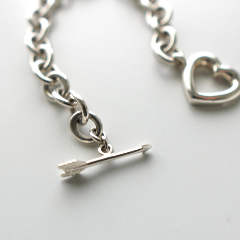Silver 925 Heart and Arrow Toggle Bracelet - NEWSED