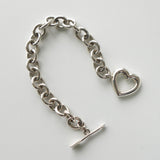 Silver 925 Heart and Arrow Toggle Bracelet - NEWSED