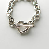 Silver 925 Heart and Arrow Toggle Bracelet - NEWSED