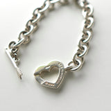 Silver 925 Heart and Arrow Toggle Bracelet - NEWSED
