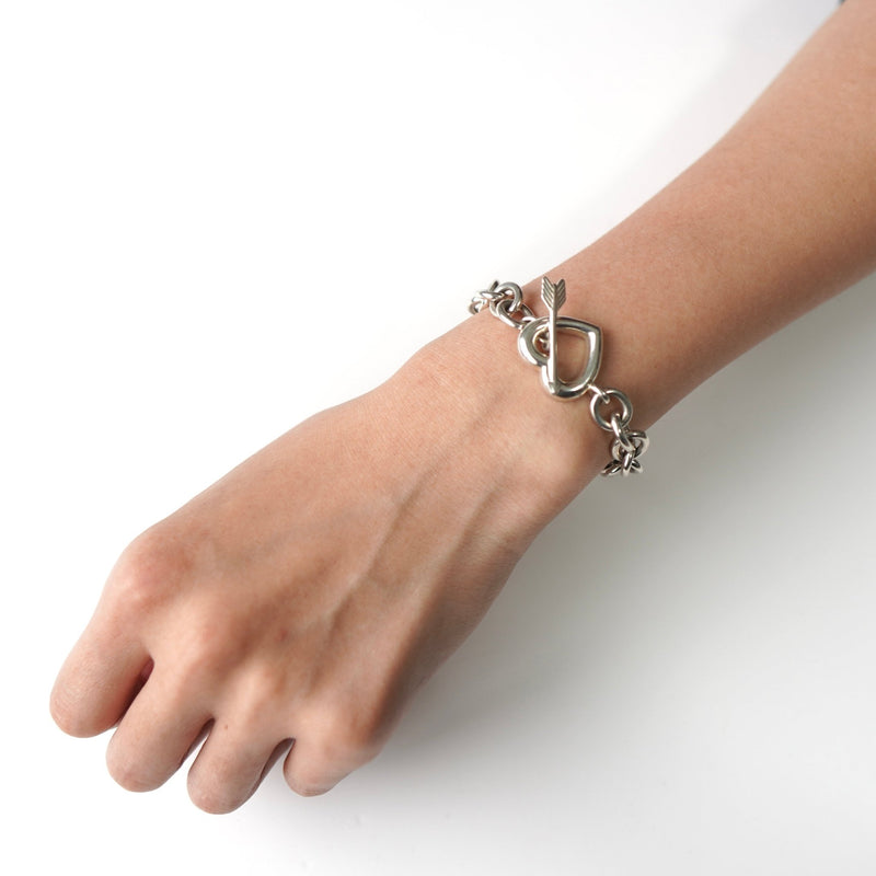 Silver 925 Heart and Arrow Toggle Bracelet - NEWSED