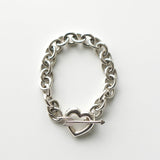 Silver 925 Heart and Arrow Toggle Bracelet - NEWSED